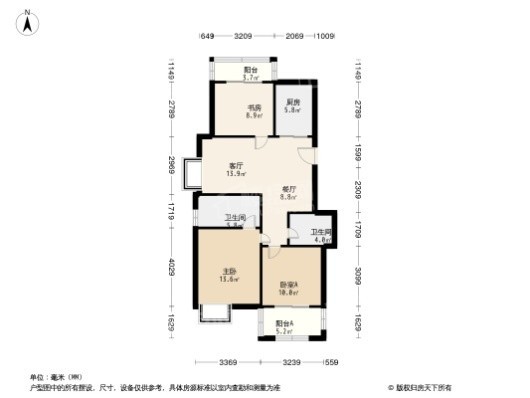 世茂福晟·钱隆府3居室户型图