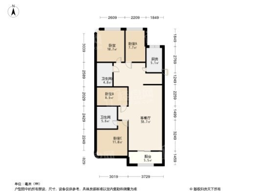 武夷澜庭4居室户型图