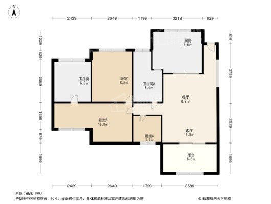 武夷澜庭3居室户型图