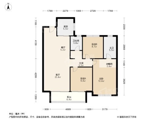 福清金辉优步大道3居室户型图