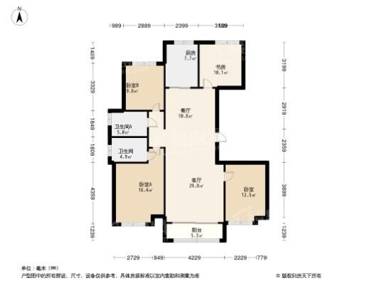 保利海棠4居室户型图