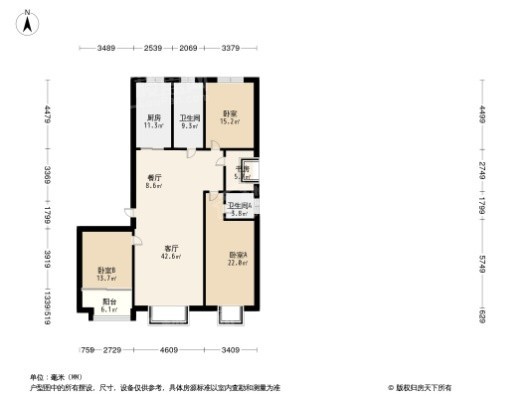 紫御宫馆4居室户型图