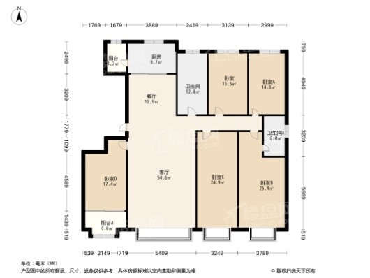 紫御宫馆5居室户型图