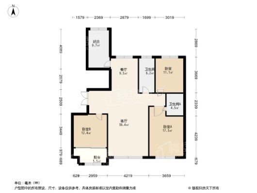 中颐和园3居室户型图