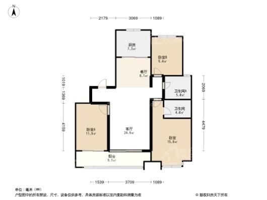 保利梧桐语3居室户型图