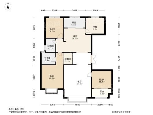 紫玉兰亭4居室户型图