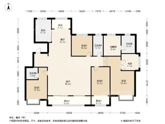 紫玉兰亭4居室户型图