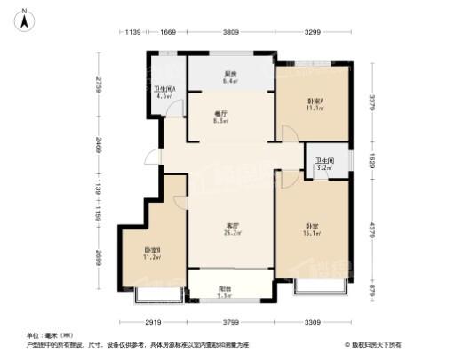 紫玉兰亭3居室户型图