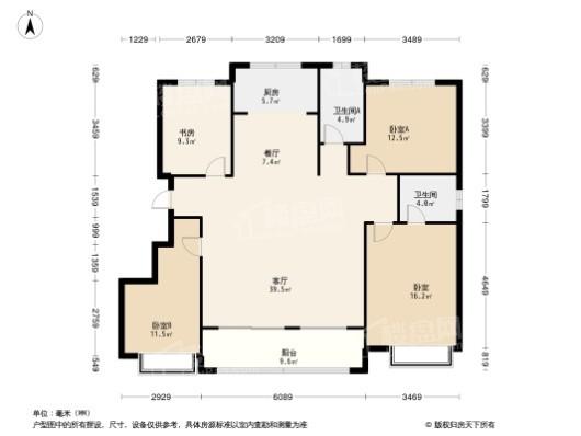 紫玉兰亭4居室户型图