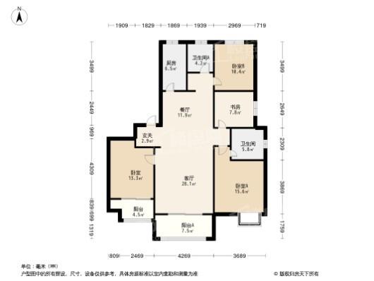 新力帝泊湾4居室户型图