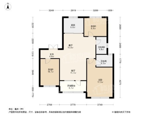 3居室户型图
