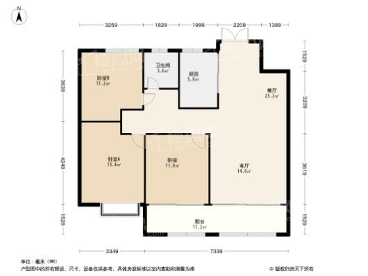 恒信东方之珠3居室户型图