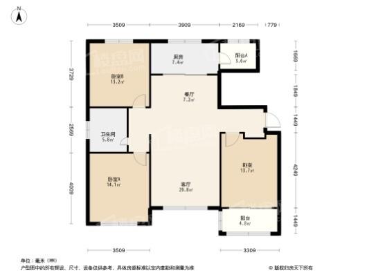 峡山凤栖第3居室户型图