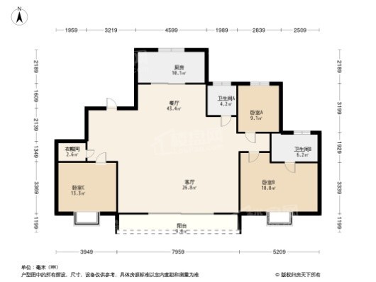 新城荣樾大都会4居室户型图