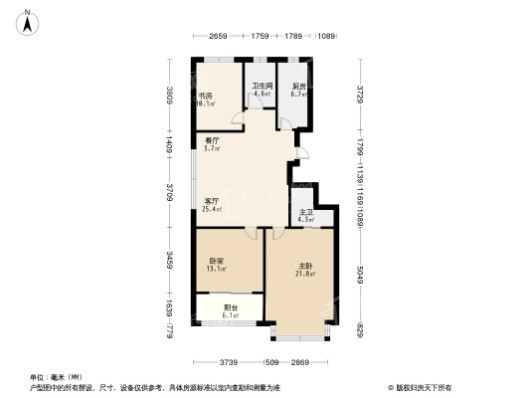 恒信澳博莱花园3居室户型图