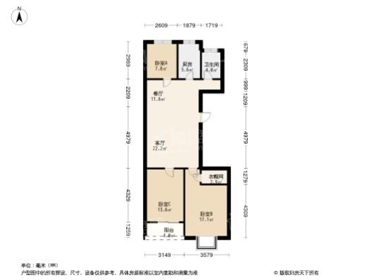 鼎正时代花园3居室户型图