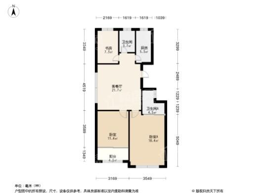 凤凰城市广场3居室户型图