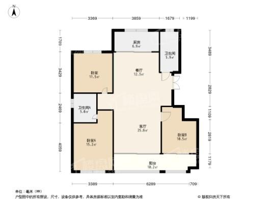 凤凰城市广场3居室户型图