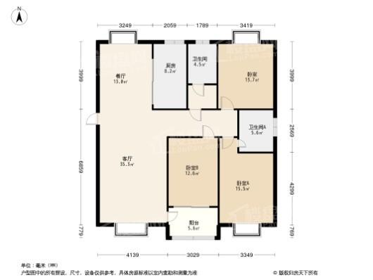 新都公园里3居室户型图