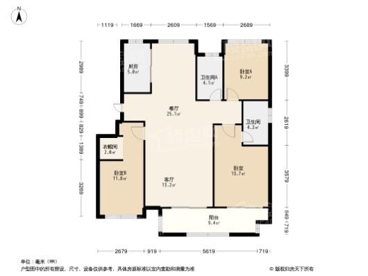 绿城玉园3居室户型图