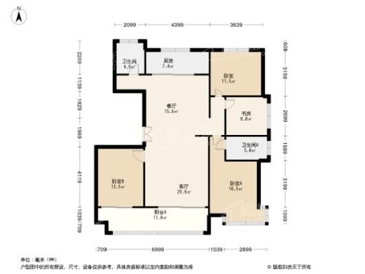 富春江豐泽苑4居室户型图