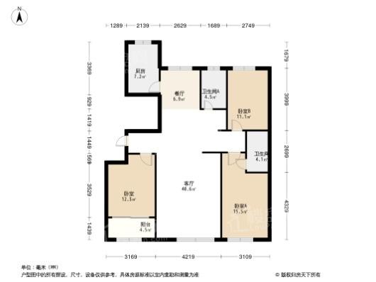 富春江豐泽苑3居室户型图