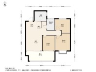 金科绿都·天宸E户型建面约96平 3室2厅1卫1厨