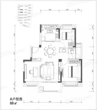 大家美颂A户型 2室2厅1卫1厨