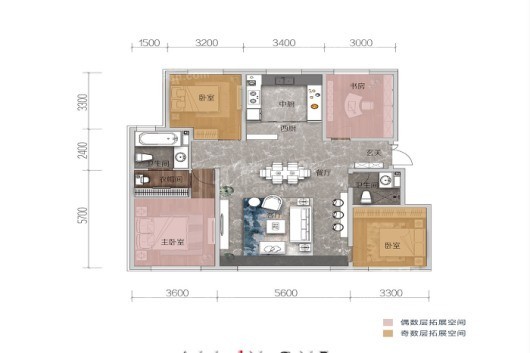 汇置城洋房115平户型 4室2厅2卫1厨