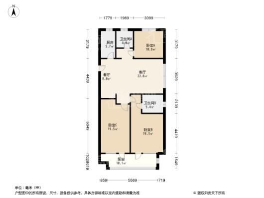 济宁尚龙原著3居室户型图