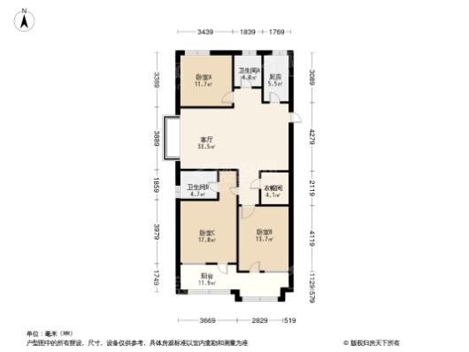 公用瑞马悦府3居室户型图