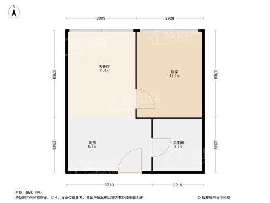 鲁浙广场1居室户型图