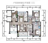 置信·丽府A户型装修建议三 4室2厅3卫1厨