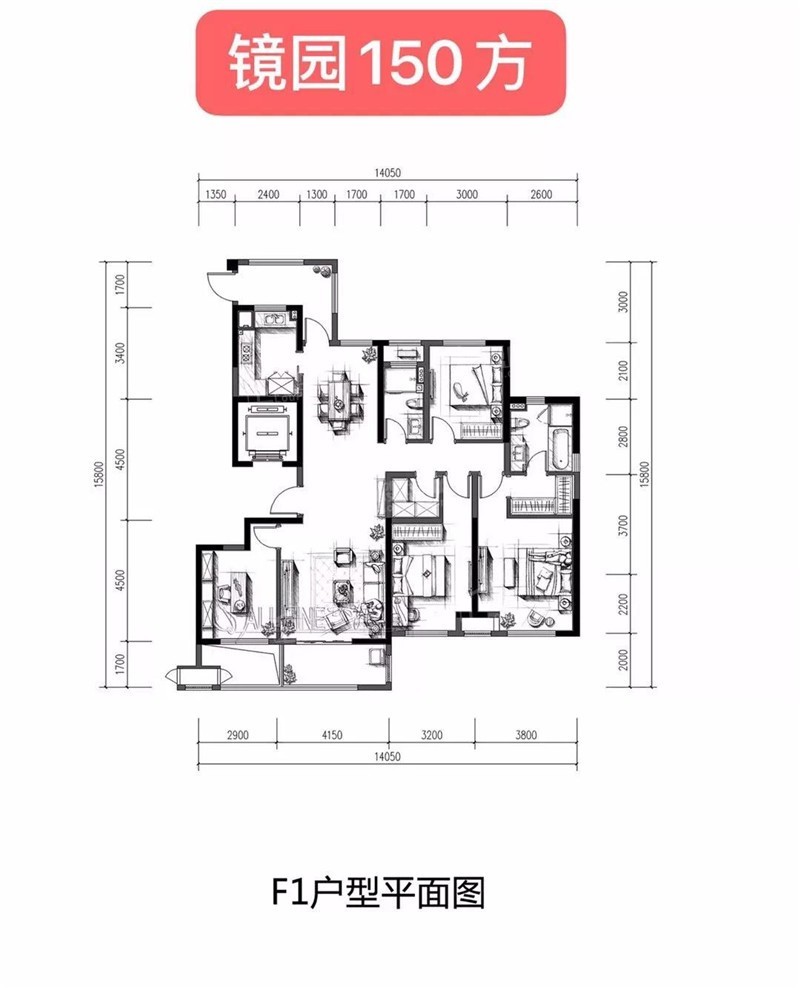 绍兴元垄城镜园4室2厅2卫户型图-绍兴楼盘网