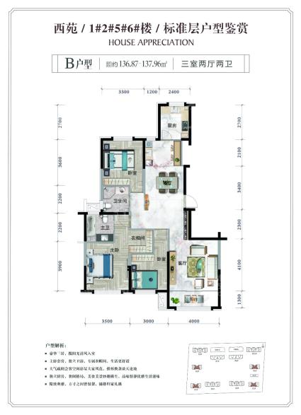 正翔滨河西苑1#2#5#6#B户型