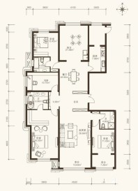 宝宇天邑澜湾户型图 6# 四室两厅三卫 3单元2号 241.91㎡