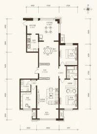 宝宇天邑澜湾户型图 3# 三室两厅两卫 1单元1号/2单元1~2号，4#2单元1~2号/3单元2号 203.31㎡