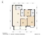 蓝光·钰泷府E户型 3室2厅2卫1厨