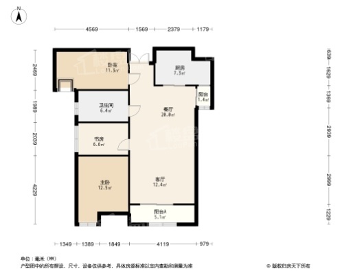 洛阳建业中弘城3室2厅2卫户型图-洛阳楼盘网