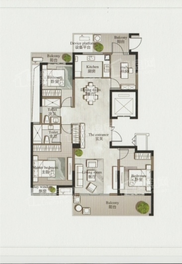 横店南江悦c户型 4室2厅2卫1厨