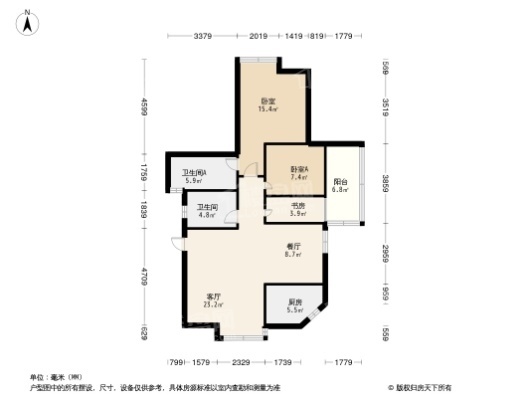 中联·御景湾3居室户型图