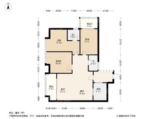 中联·御景湾3居室户型图