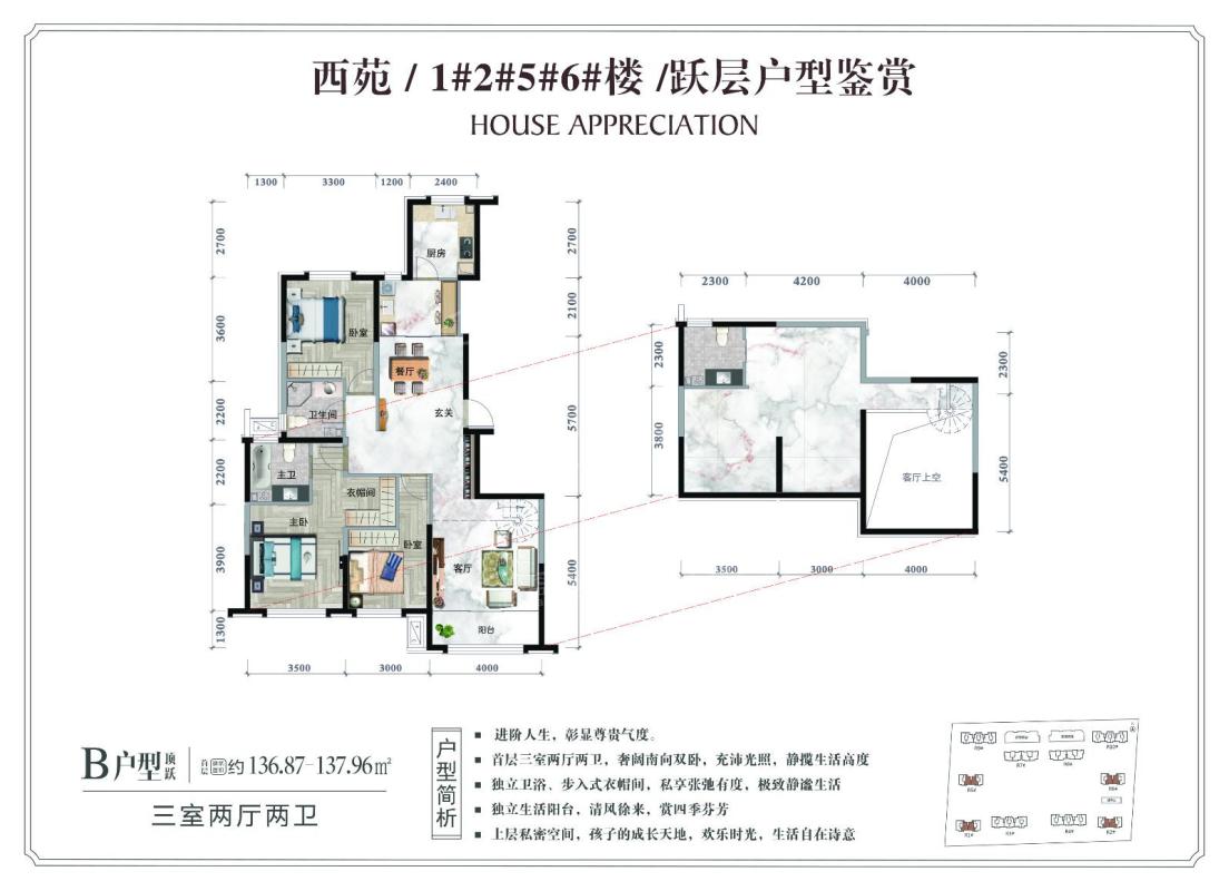 正翔滨河西苑1#2#5#6#跃层B户型