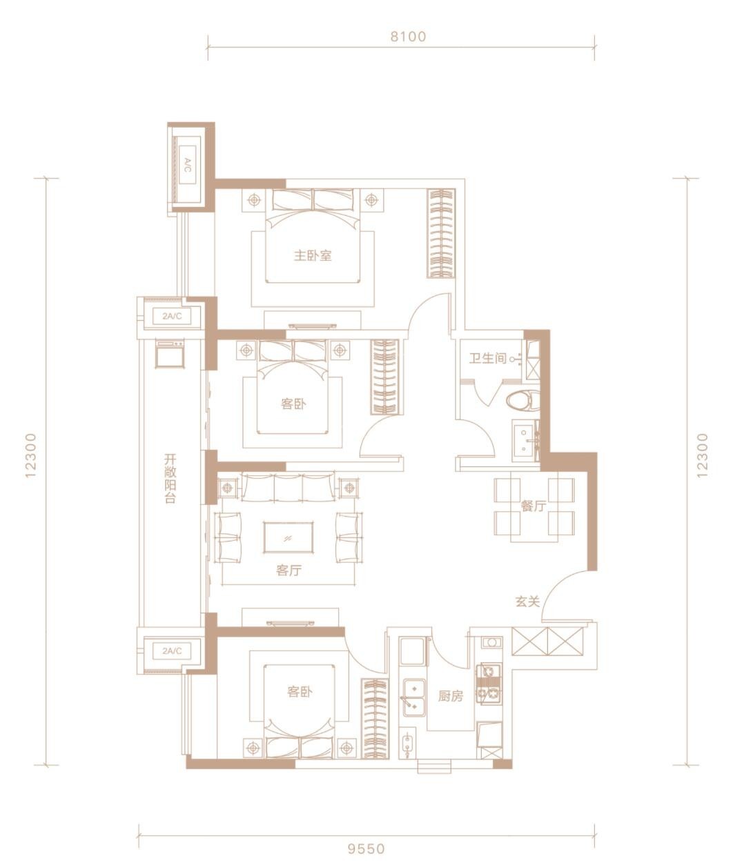西安富力开远城4室2厅3卫户型图-西安楼盘网