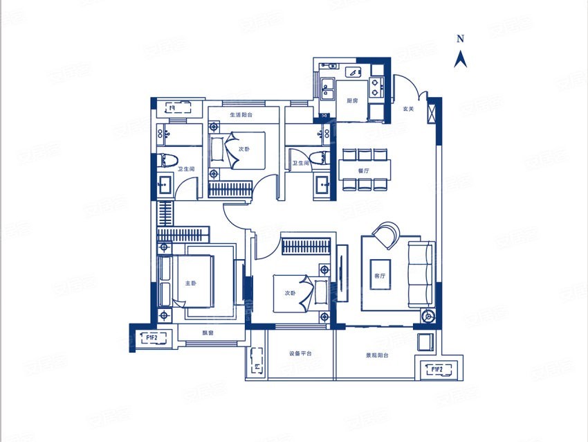 南阳南阳建业天玺4室2厅2卫户型图-南阳楼盘网