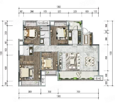 四室两厅建面128， 4室2厅2卫1厨， 建筑面积约128.00平米