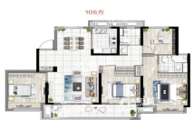 金地碧桂园风华四海105平户型图