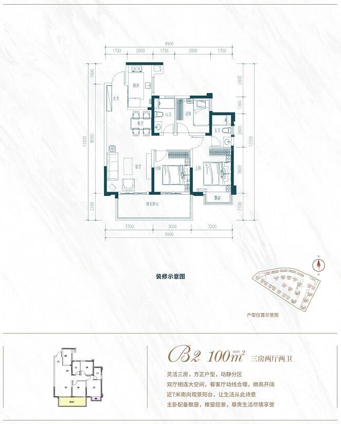 中海哈罗学府16/24#楼100㎡B2户型