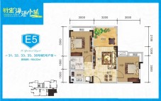 衍宏海港小镇E5户型图 2室2厅1卫1厨  建筑面积64.32㎡