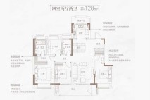 128㎡ 平层南北通透双阳台 居  室：4室2厅2卫1厨建筑面积：128㎡